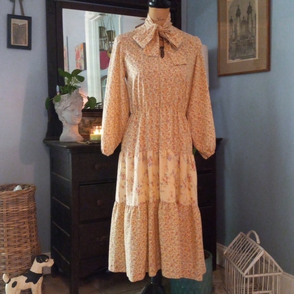 Vintage 70s Carla Gay Prairie Dress Floral Cottagecore Gunne Sax Style Midi - Picture 6 of 16